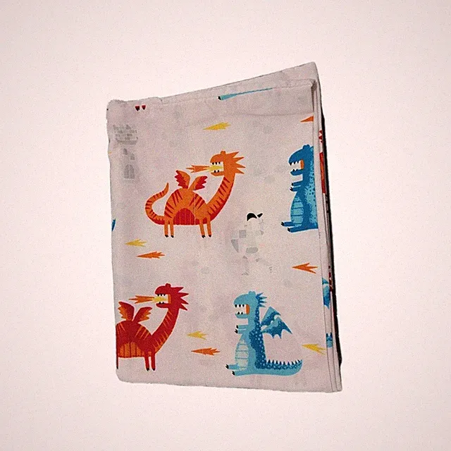 1- 100% Polyester Pillowcase Orange & Blue Dragons 19 X 28 Standard