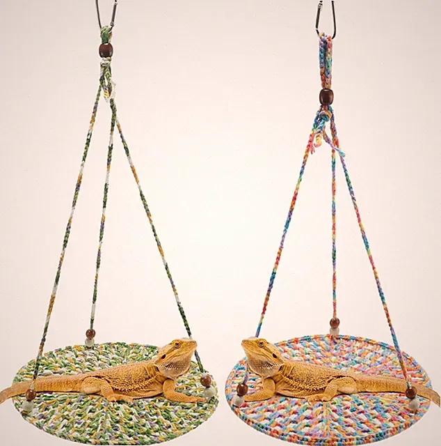 2 Pcs Bearded Dragon Hammock Summer Reptile Hanging Bed Swing Bearded Dragon...
