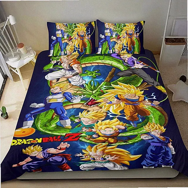 3 Piece Bedding Sets Cartoon DRAGON BALL Comforter Cover Set Kid Bed Duvet Cover