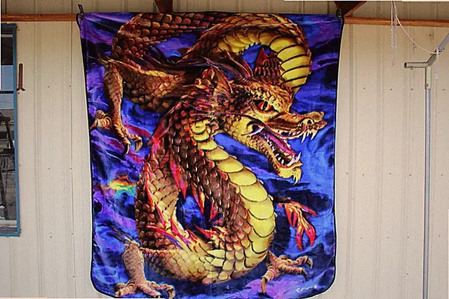 AURORA DRAGON FANTASY MYTHICAL QUEEN SIZE BLANKET BEDSPREAD