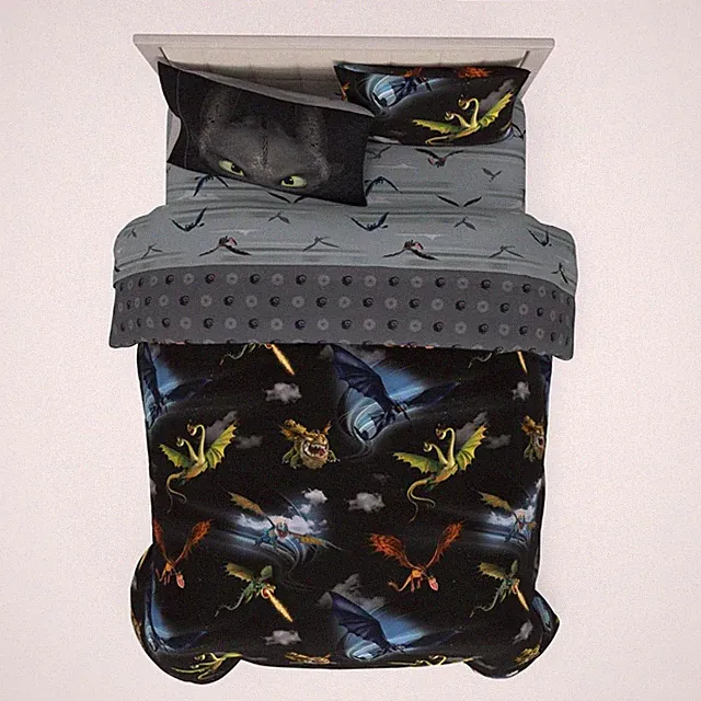 Comforter Set 7 Piece Full Size Reversible Microfiber How to Train Your Dragon