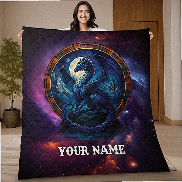 Custom Dragon Fantasy Dragon Lovers Christmas Gift Bedroom Decor Quilt Blanket