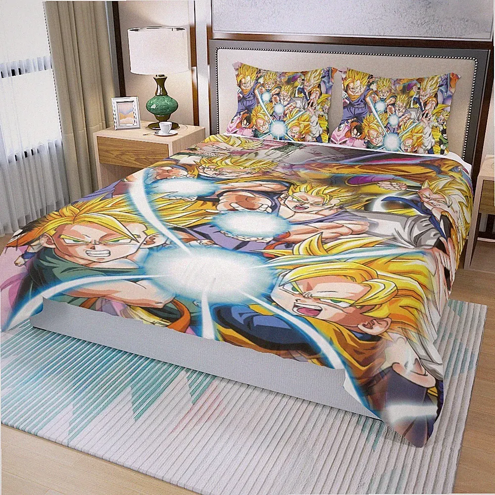 Dragon Ball Z Kamehameha Print Duvet Cover Set (3Pcs) Quilt Cover & Pillowcase