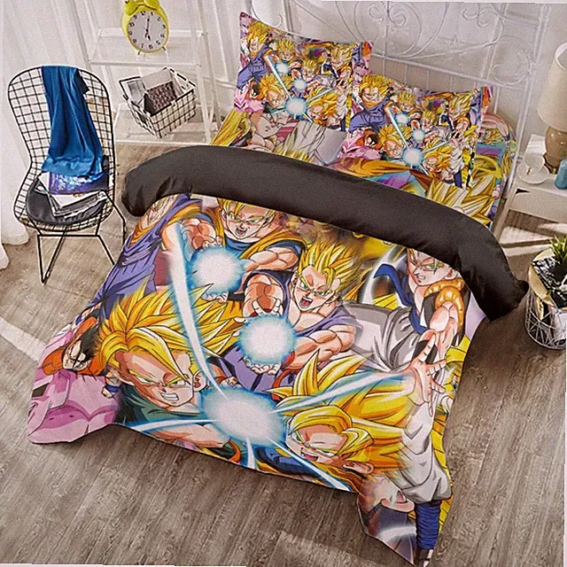 Dragon Ball Z Print Duvet Cover Set 4Pcs (Duvet Cover Sheet & 2 Pillowcases)