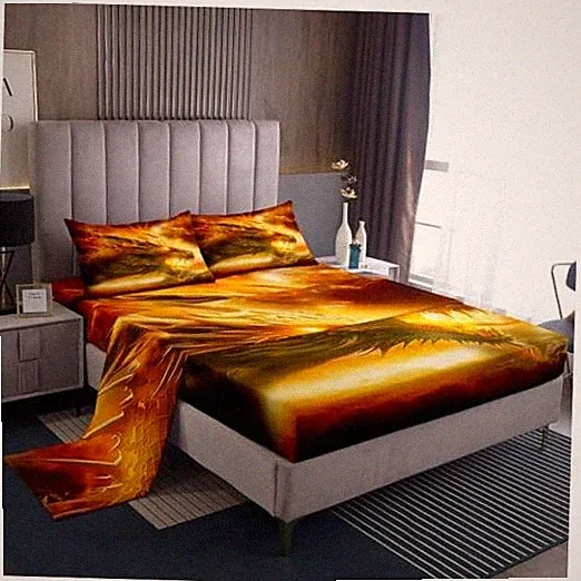Dragon Bed Sheet Set Full Size,3D Animal Print, FULL (W54*L75*H16") Cyjs967clb