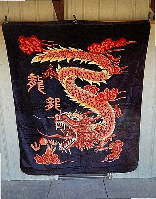 DRAGON CHINESE LUCKY MYTHICAL FANTASY QUEEN SIZE BLANKET BEDSPREAD