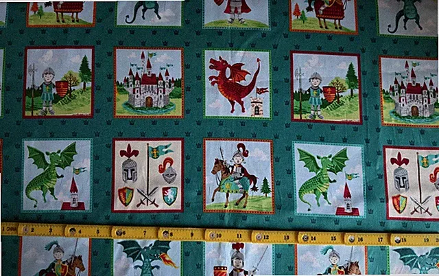 DRAGON HEART ROYAL KNIGHTS BLOCKS 100% cotton sewing fabric material 27" piece