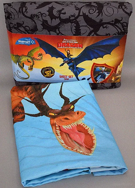Dreamworks 2010 How to Train Your Dragon 1 Twin Bed Sheet Set Flat Pillowcase