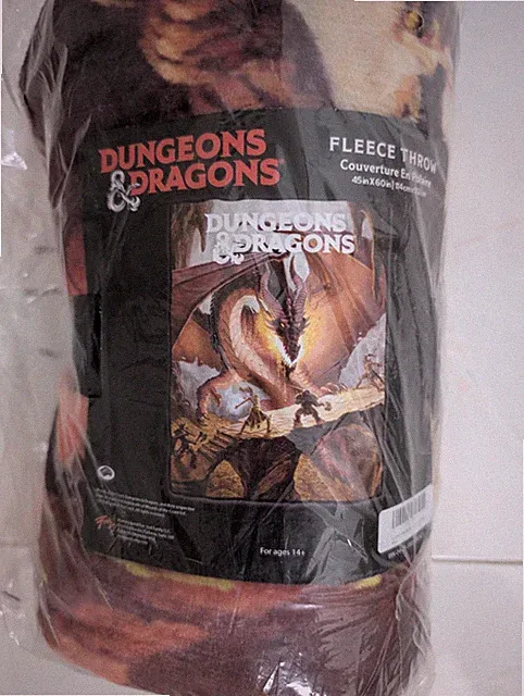 Dungeons & Dragons Fleece Throw Blanket 45x60” Dragon Fire Scene - NEW