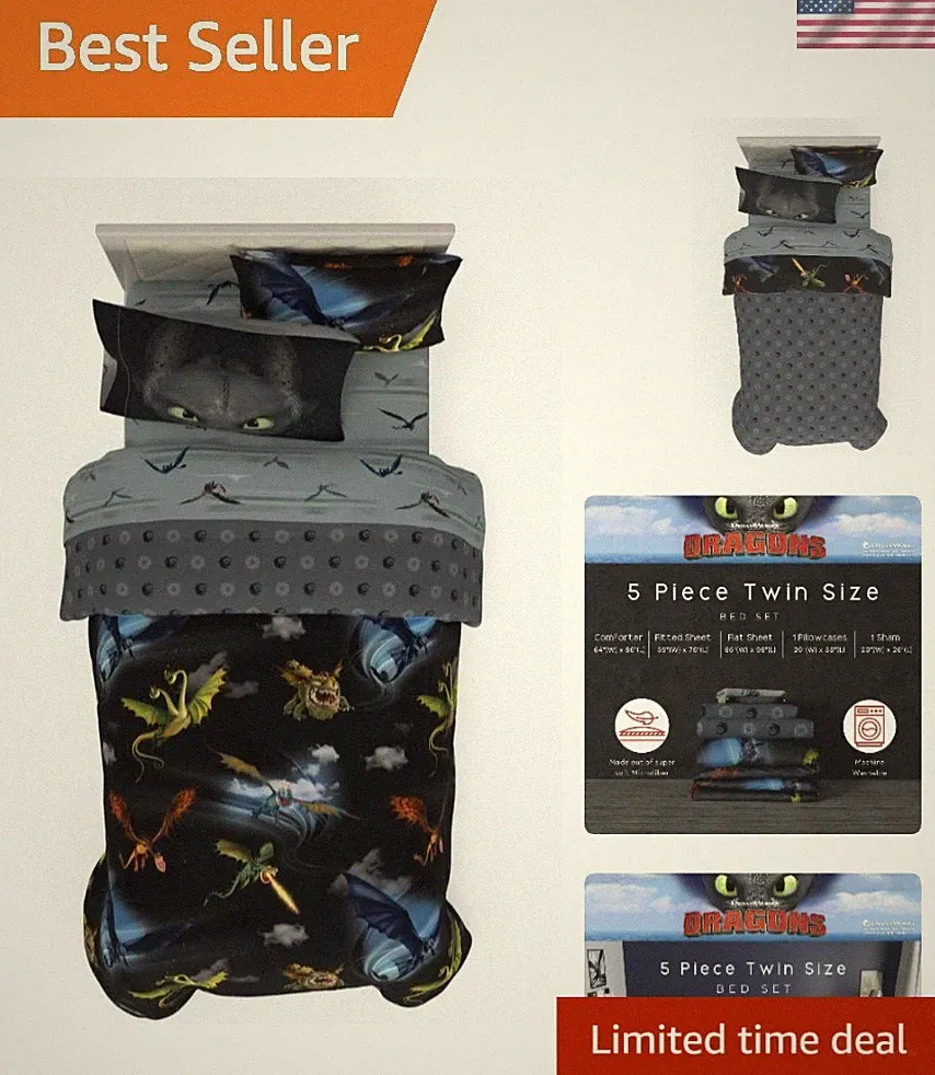 How to Train Your Dragon Kids Bedding Super Soft & Cozy Reversible Microfiber...