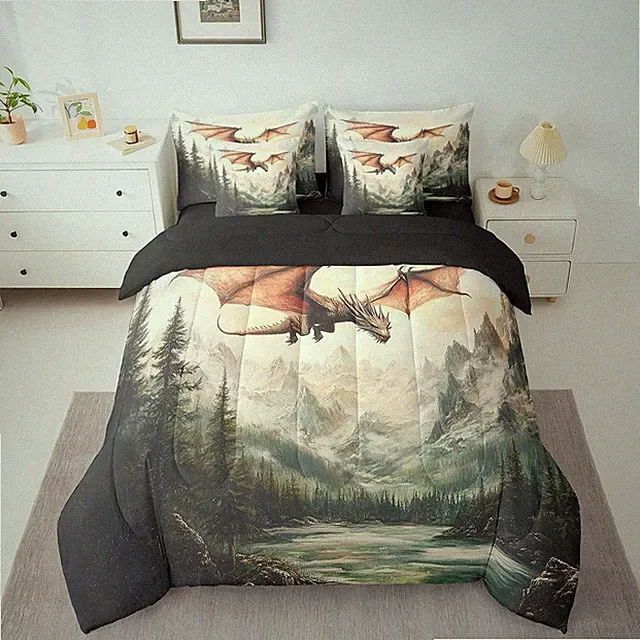 Magical Dragon Queen Comforter Set - 7 Pcs Bedding Set