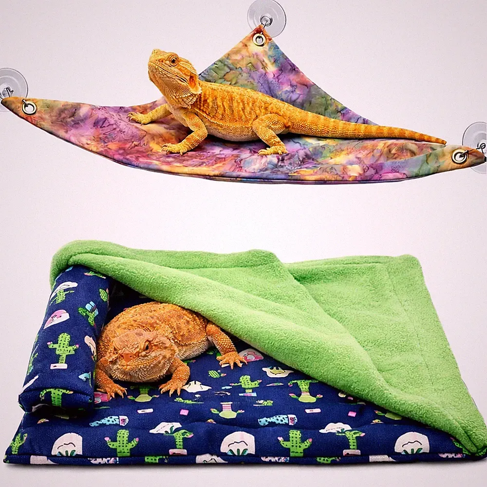 Mechpia Bearded Dragon Tank Accessories, Reptile Bedding Hammock Soft Fabric...