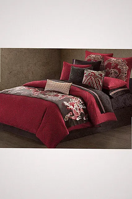 Natori Fretwork Dragon Quilted Duvet Cover Queen or King NA12-2263, NA12-2264