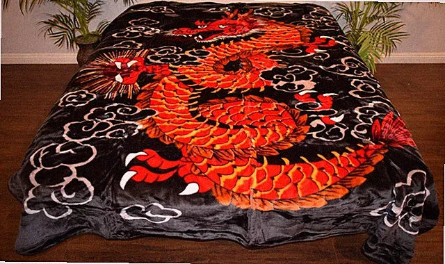 ☀️NEW 5 Pounds Super Soft Queen Korean Mink Blanket Oriental Red Dragon