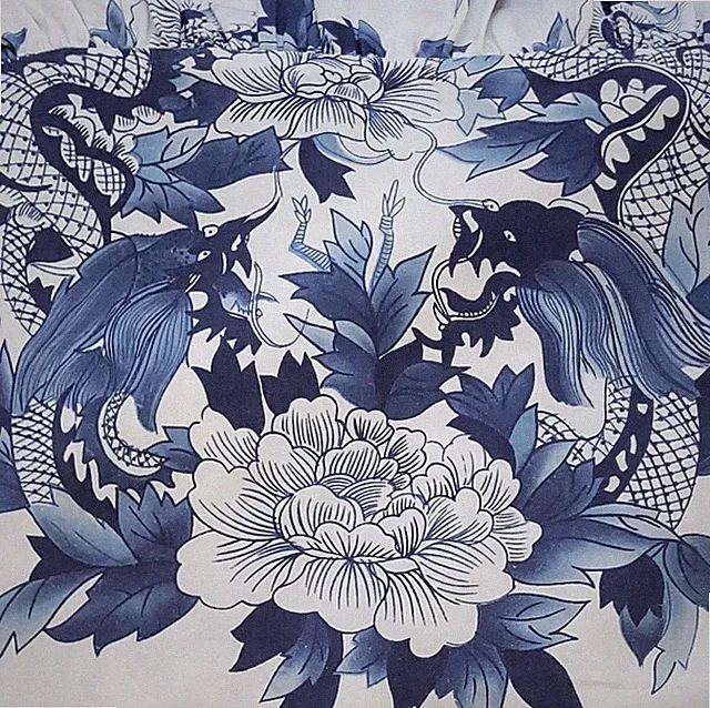 PERFECT 2 Ralph LAUREN NANKING DRAGON Blue White Ruffled STANDARD Pillow SHAMS