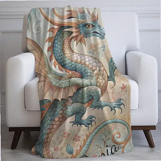 Personalized Dragon Blanket Custom Fantasy Mythical Creature Throw Gift
