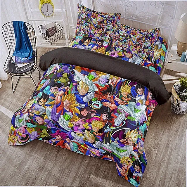 Popular Anime Print Duvet Cover Set 4Pcs (Duvet Cover Sheet & 2 Pillowcases)