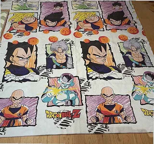 Rare Vintage Dragon Ball Z Y2K 90s Flannel Blanket Bedspread Made In USA