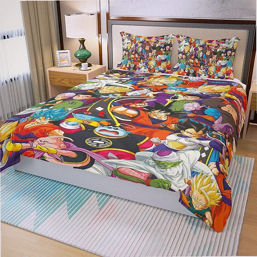 Top! Dragon Ball Super Print Duvet Cover Set (3Pcs) Quilt Cover & Pillowcase
