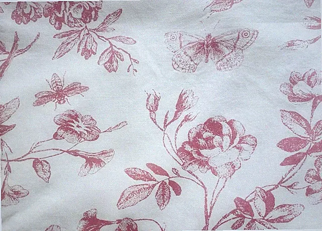 Vintage Springs Bedskirt Red Toile Bees Butterfly Dragon Fly Full Sz Shabby Chic